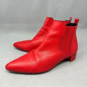 MIISTA LONDON Beau Red Leather Chelsea Beatle Boots Women’s Size 37
